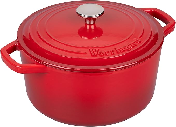 VORRINGARD Enameled Cast Iron Dutch Oven Pot with Lid, for Bread Baking, Round Bread Oven- include Sourdough Bread Baking Supplies Set, 6QT, Red