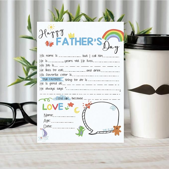 Funny Fathers Day Cards Gift for Dad, Fill in The Blanks on Father's Day Card from Daughter Son Kids, Best Dad Gifts Ideas