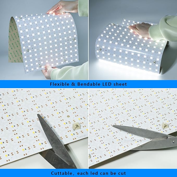 4-Pack Soft LED Backlight Panel Sheet, Dimmable LED Flexible Transparent Film Screen for Backlit Translucent Stone/Marble/Onyx/Quartz Countertop Wall, 19.3X9.6 inch, 24V 28W 6000K Cool White