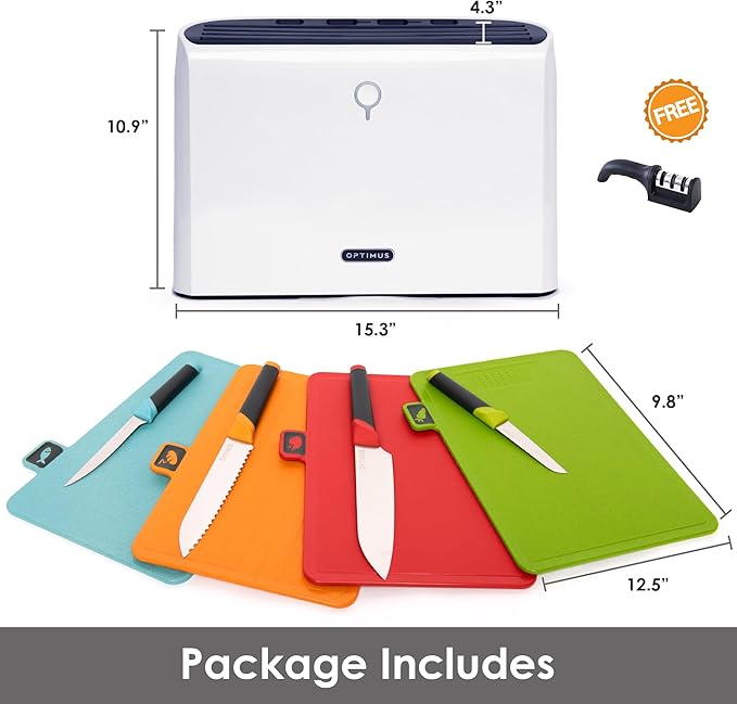 Self Drying Smart Cutting Board Knife Set │ Ultra High Heat Advanced Auto Cleaning │ Color Coded Chopping Board Organizer & Stainless Steel Knives Set Holder (Premium) (Premium)