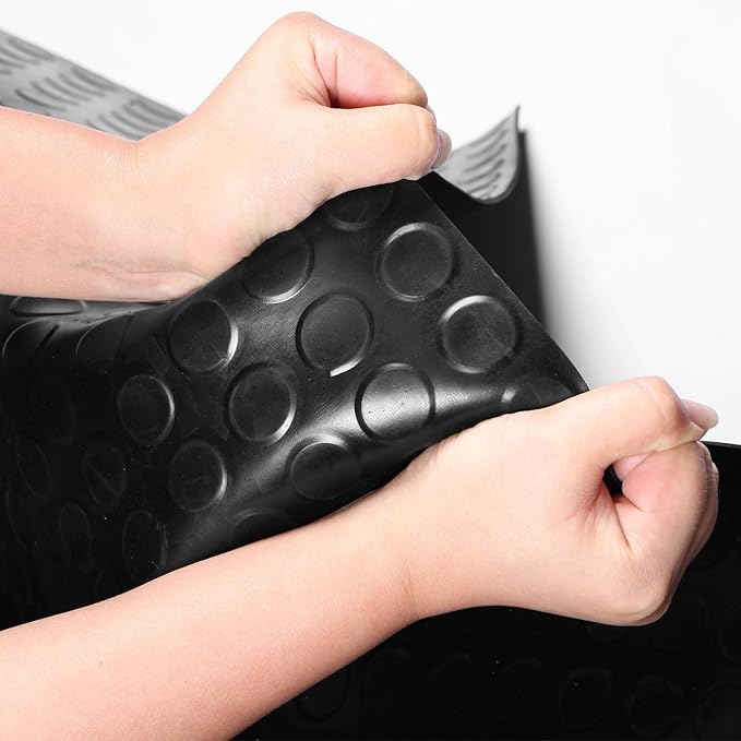 Heavy Duty Coin-Grip Rubber Flooring Roll 4x6 FT, Multi-Purpose Waterproof Anti-Slip Floor Mat, Easy to Clean Under Equipment, Mats for Garage, Gym, Stable, Basement, Kennel