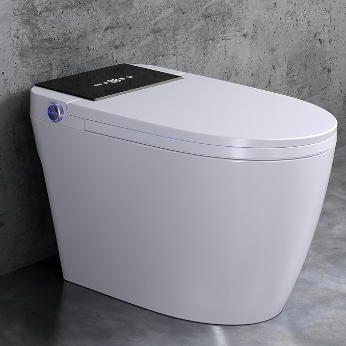 Smart Toilet with Bidet Built In, Heated Seat & Dual Auto Flush, Foot Sensor, Tankless Modern Elongated Electric Toilet with Warm Water Wash, Air Dryer, LED Display & 1000g MaP Flush, 1.28 GPF