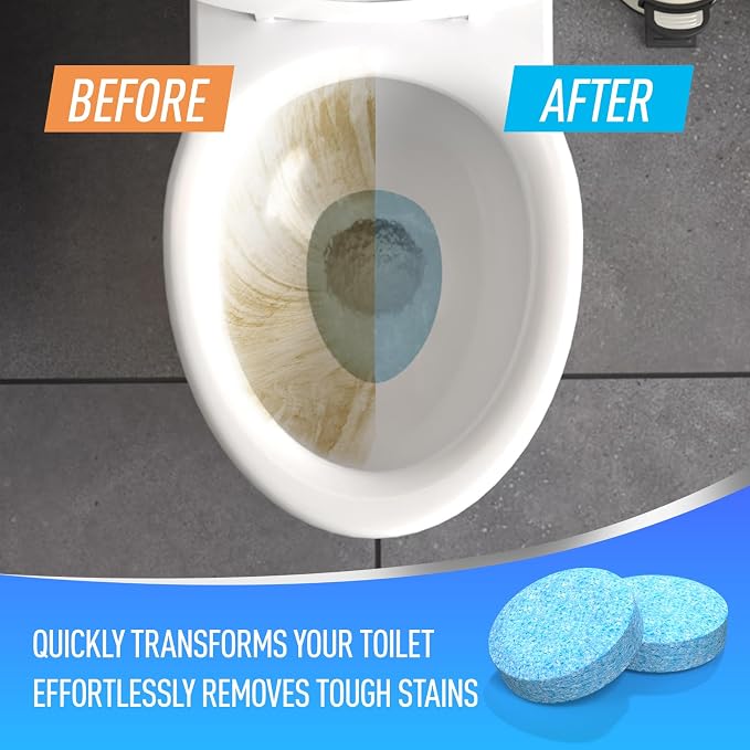 Toilet Bowl Cleaner Tablets 40 Pack, Long-Lasting Drop-in Tank Tablets with Sustained-Release Technology, Fight Tough Stains & Odors, Household & Commercial Use, Compatible with Most Toilets-VERY GOOD