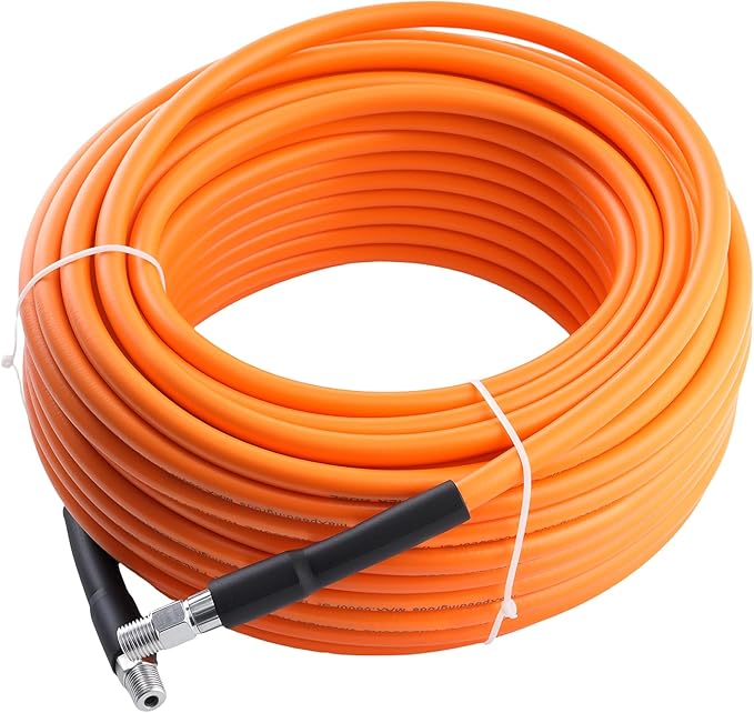 maXpeedingrods Sewer Jetter Kit for Pressure Washer 100FT, 5800PSI Drain Cleaner Hose 1/4 Inch NPT Corner, Rotating and Button Nose Sewer Jetting Nozzles with Spanner Waterproof Tape Pearl Corsage Pin