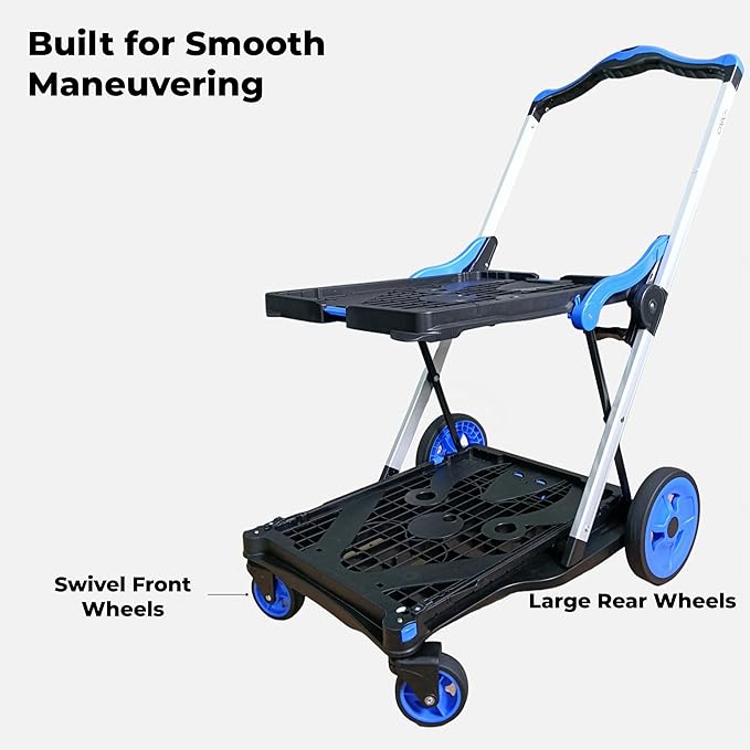 Collapsible Shopping Cart with Wheels, 2-Tier Foldable Grocery Cart with 2 Stackable Storage Crates, Foot Brake, Lower Platform, Aluminum Frame