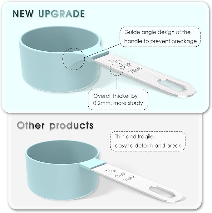 TILUCK Measuring Cups & Spoons Set, Stackable Cups and Spoons, Nesting Measure Cups with Stainless Steel Handle, Kitchen Gadgets for Cooking & Baking（white）