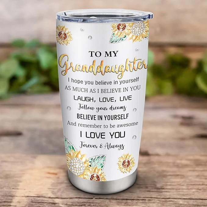 Muilzon Granddaughter Gifts from Grandma/Grandpa Tumblers 20oz - Birthday Christmas Graduation Gifts for Granddaughter - Best Gift Ideas for Granddaughters