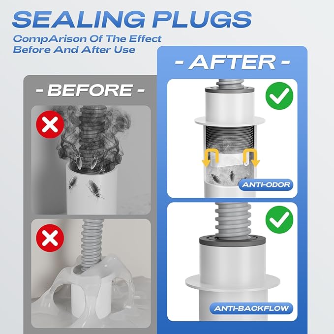 Washing Machine Drain Hose Seal, Anti-Odor Washer Drain Plug, Sewer Pipe Seal Ring & Shower Floor Drain Cover,Durable and Easy to Install,(Fits 45-50mm (1.75''-2.0'') I.D.