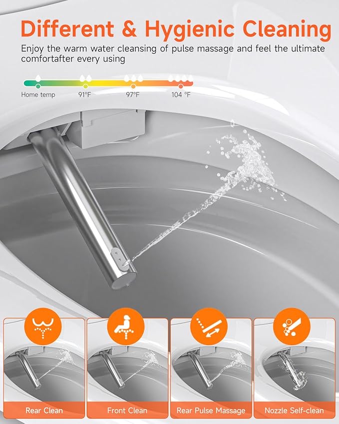 Smart Toilet With Bidet Built In,Bidet Toilet with with 17.3" ADA Comfort Height Seat, Auto Open Close,Warm Water Sprayer & Dryer, Foot Sensor,Tankless Toilet with Heated Seat