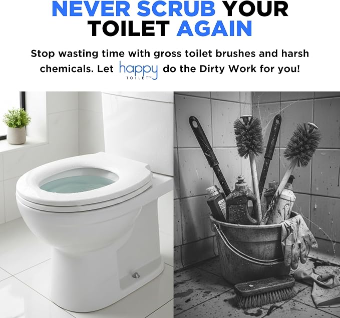 Happy Toilet Cleaner Deuce - Compatible with Kohler Toilets & Canister Flushing Systems - Automatic Toilet Bowl Cleaner Toilet Tablet Holder Toilet Cleaning System for Auto Filter Self Cleaning Flush
