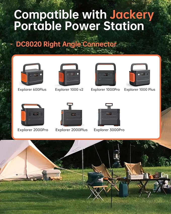 DC7909 to DC8020 Adapter 90-Degree Right Angle Connectors, Compatible with Jackery Explorer 1000 V2/1000 Pro/1000 Plus/600 Plus/1500 Pro/2000 Pro/2000 Plus/3000 Pro Portable Power Station