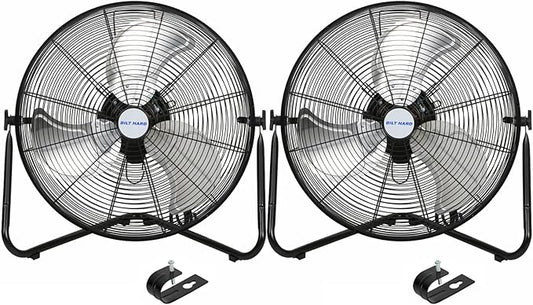 BILT HARD 20" High Velocity Floor Fan, 4600 CFM 3-Speed Industrial Shop Fan with Wall-Mounting System, Heavy Duty Metal Fan for Garage Workshop and Warehouse, 2 Pack