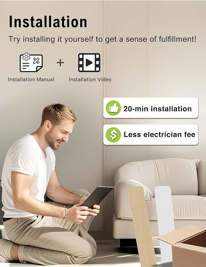 DAMINY 52 inch White Ceiling Fans with Lights,5 Blades,6CCT, Low Profile,Remote Control,for Bedroom, Kitchen,Living Room,Indoor/Outdoor Use,Downrod