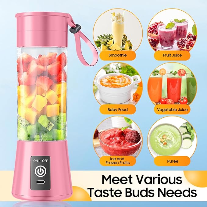 2026 Newly Upgraded Portable Smoothie Blender - Cordless Personal Blender Type-C Rechargeable, 13Oz Juice Cup BAP Free, 20,000Rpm Speed Powerful Blending, Freshly Squeezed in Sports/Office