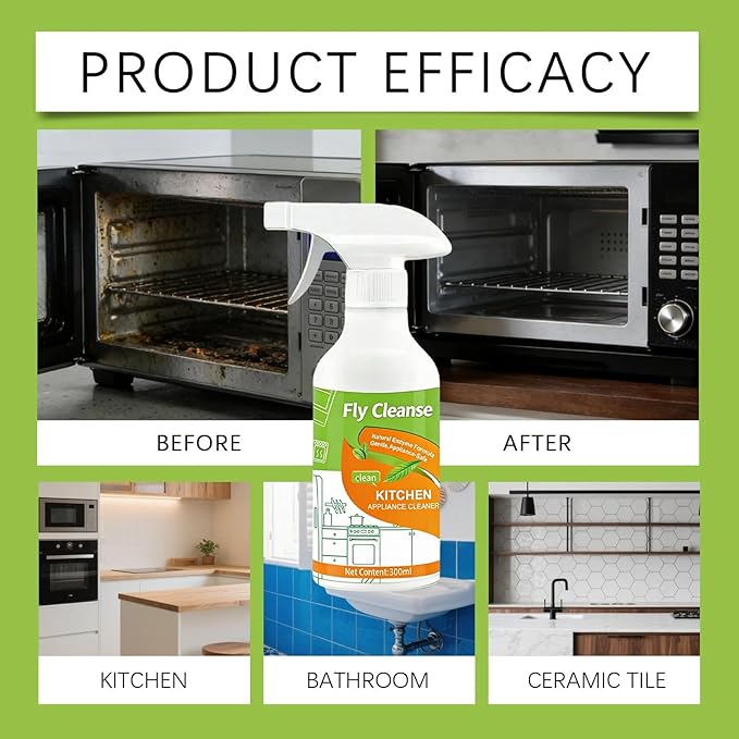 Spray, 2026 New Electrolyzed Ion Kitchen Cleaner Spray, Natural Enzyme Formula Liquid Cleaner for Kitchen Oven Stove Microwave, 300ml (1pc)