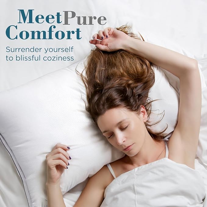 viewstar Bed Pillows Standard Sizes Set of 2, Hotel Quality Cooling Down Alternative Gusseted Pillows for Side, Back, or Stomach Sleepers, White