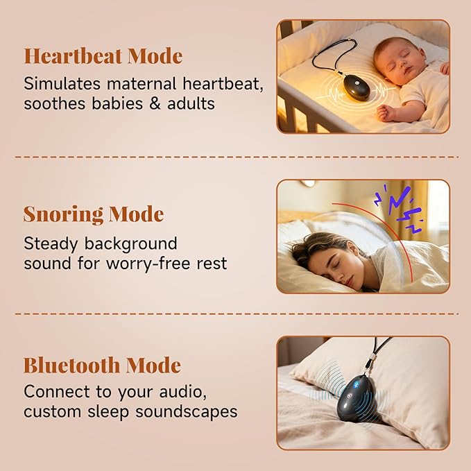 Sleep Aid Device - Portable White Noise Machine with Bluetooth & Pillow Speaker, Rechargeable Personal Sound Machine for Bed, Calm Focus & Relaxation for Adults Kids
