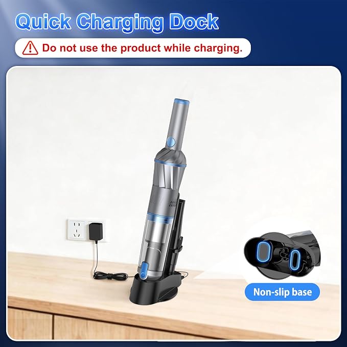 Handheld Vacuum Cordless Small Car Vacuum with Multiple Accessories | Powerful Suction, Lightweight, Multi-Nozzles, One-Touch Dust Cup, HEPA Filter Mini vacuum for Car Home Office Pet