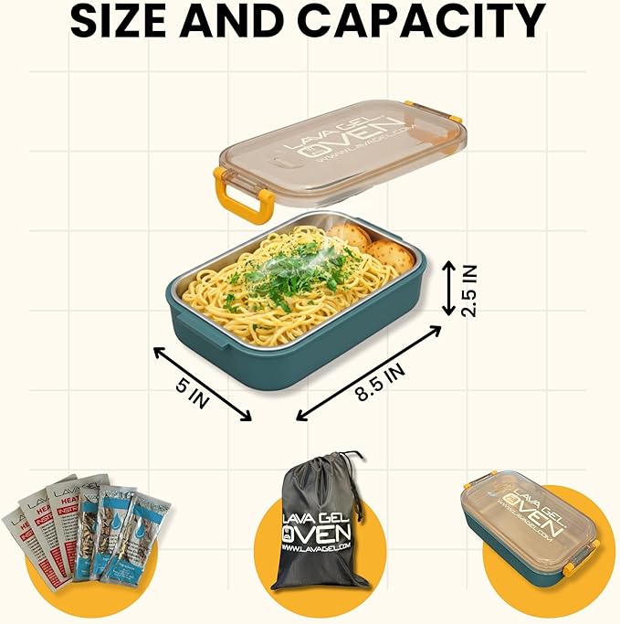 Lava Gel Oven – Flameless Self-Heating Lunch Box & Portable Food Warmer – No Fire or Plugs – Heats Cans, MREs & Meals in 10 Min – Perfect for Camping, Travel, Emergencies & Office