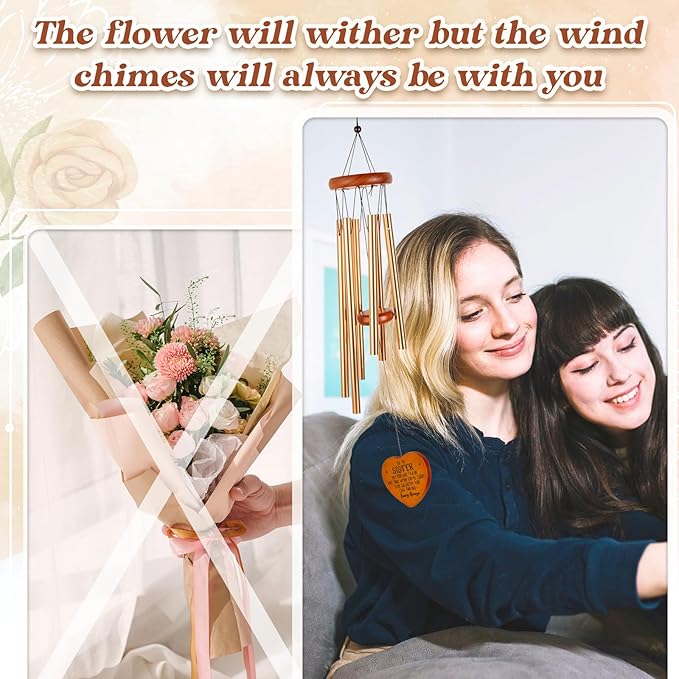 Sisters Gifts from Sister, Sister Birthday Gifts, Sister Gift Wind Chimes Garden Decor, Bestie Gift from Women, Friendship Gifts for Women, Sisters Presents for Thanksgiving Wedding Graduation