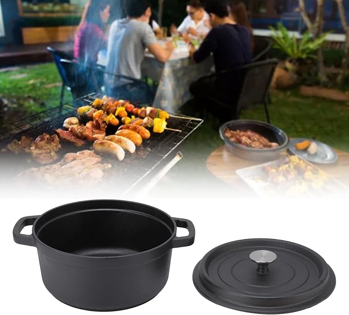 AYNEFY Large Cast Iron Pot 30cm Dual Loop Handle Stew Pot Premium Material Dutch Oven Pot Present for Cooking Enthusiasts, AYNEFYxhue503bg1