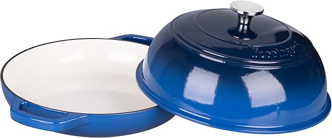 VORRINGARD Enameled Cast Iron Dutch Oven Pot with Lid, Bread Oven for Sourdough Bread Baking, Dutch Ovens with Bread Proofing Basket& Baking Supplies Set, 6 Quart, Blue