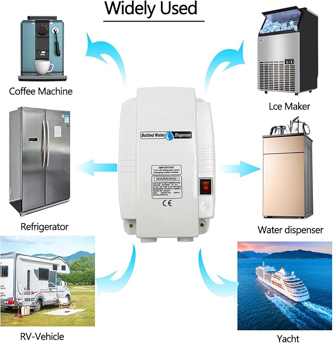 Bottled Drinking Water Pump System Double-Tube Power 25W, Bottled Water Dispensing 2.5L Flow Electric Water Pump for 5 Gallon Bottle Water for Coffee,Refrigerators,Ice Maker,Faucet