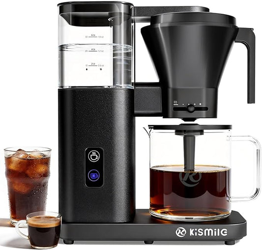 Kismile 8 Cup Drip Coffee Maker, SCA Certified Hot & Cold Brew Coffee Machine, Fast Heating to 197–205℉, 40 Min Keep Warm, Adjustable Flow Control, Easy to Clean
