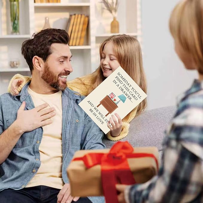Romantic Fathers Day Card Gifts for Husband Boyfriend Fiance, Funny Father's Day Card from Wife Girlfriend Fiancee, Happy Fathers Day Decorations