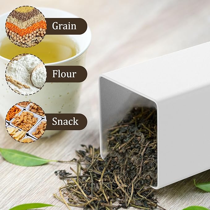 3 Pcs Coffee Tea Sugar Container Set, 1000 ML Metal Teas and Coffee Canisters Set with Bamboo Lids, Black Canisters Sets for Kitchen,Food Storage Container Jars for Kitchen Counter Storage (White)