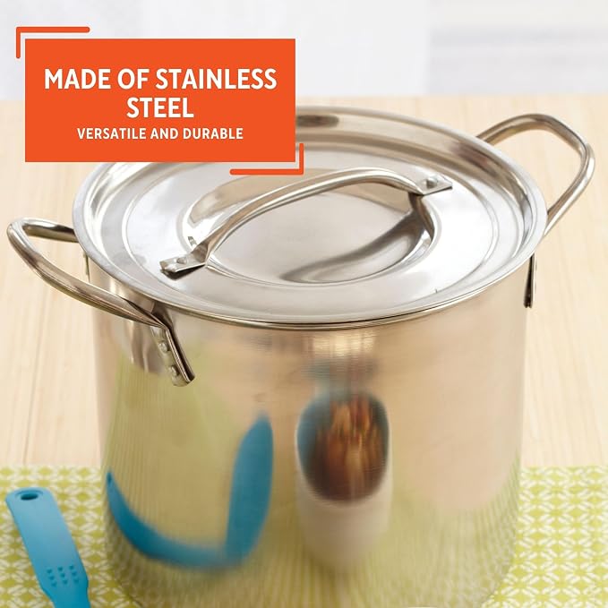 IMUSA Stainless Steel Stock Pot with Lid, 20 Quart, Silver | Mirror-Polished Finish, Riveted Side Handles, Retains Heat and Moisture, Ideal for Broths, Soups, Stews, And More