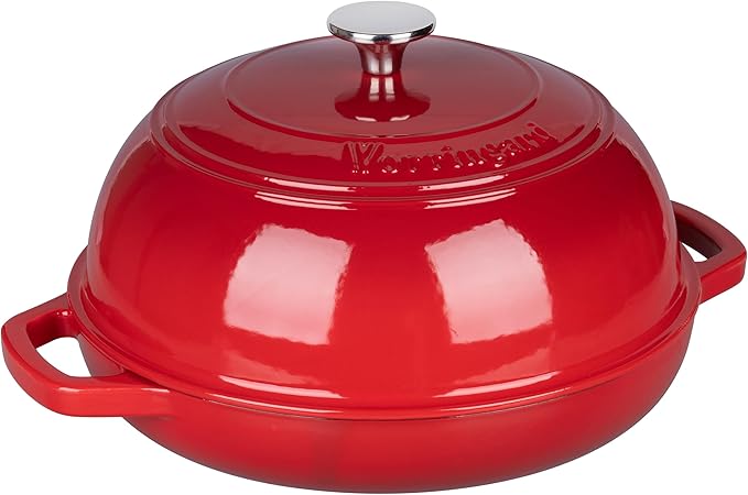 VORRINGARD Enameled Cast Iron Dutch Oven Pot with Lid, Bread Oven for Sourdough Bread Baking, Dutch Ovens with Bread Proofing Basket& Baking Supplies Set, 6 Quart, Red