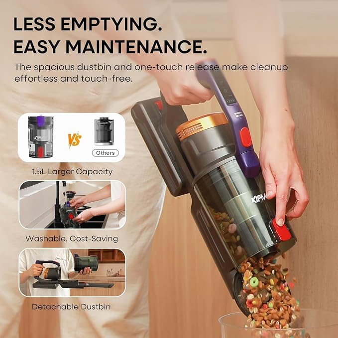 KIPMAX Cordless Vacuum Cleaner 50KPa 550W Powerful with Aromatherapy | 70Mins Anti-Tangled Vacuum Cleaner for Pet Hair/Carpet/Floor, Self-Standing Vacuum with Rechargeable Battery, LED Display