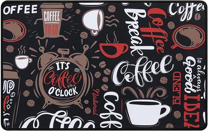 SHACOS Coffee Bar Mats 2-pack, 12x19 Inch Absorbent Non-Slip Rubber, Waterproof & Heat Resistant, Black