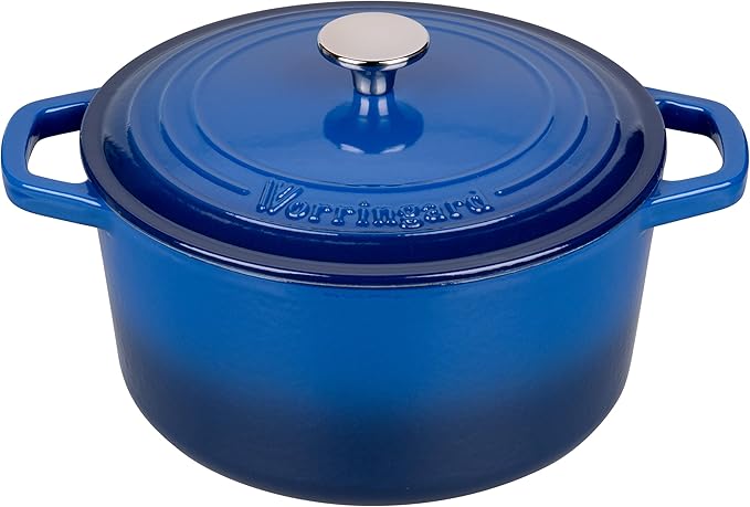 VORRINGARD Enameled Cast Iron Dutch Oven Pot with Lid, for Bread Baking, Round Bread Oven- include Sourdough Bread Baking Supplies Set, 4.5QT, Blue