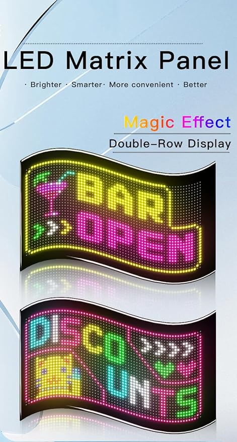 Flexible LED Display Screen, IP65 Waterproof PU+FPCB Material, Remote & App Control, for Indoor Advertising, Shop Window, Car Dealership Decoration (13 x 7.9in)