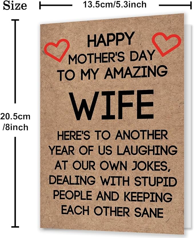 Ziwenhu Rude Wife Mother's Day Card from Husband, Funny Mothers Day Gifts Idea for Wife,Humor Mother's Day Card for Women,Unique Gifts for Mothers Day