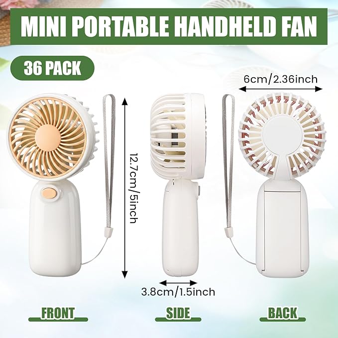 EBOOT 36 Pack Mini Portable Fans Bulk with Rope Hanging, Small Handheld Fan Battery Operated Fan in 4 Assorted Colors for Women Men Travel, Gym, Office, Wedding, Camping, Makeup（Rope Hanging）