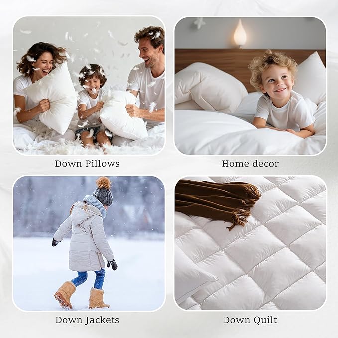 MOOX Down Feathers Pillow Filling Stuffing with 10% Goose Down 90% Feather Fluffy Blend Fill DIY Upholstery Crafts for Couch Cushions Bed Pillow Inserts Stuffing (2.0, Pounds)