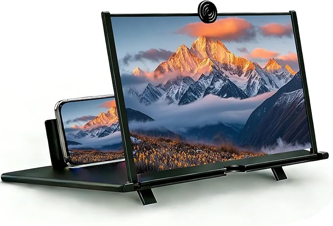 14" Mobile Phone Screen Magnifier, 3D HD Mobile Amplifier Projector Screen Enlarger for Movies, Pull-Out Big Screen Portable Magnifying Screen