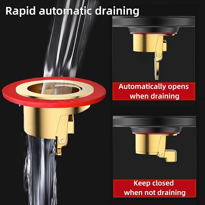 Downspout Universal Brass Floor Drain core, Shower Floor Drain backflow Preventer, Suitable for 1.4''-2.0'' Caliber (1, Brass)