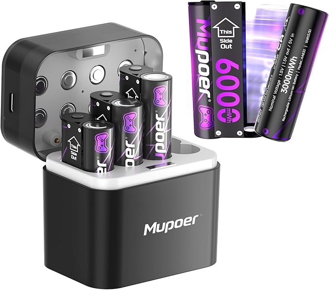 Rechargeable AA Batteries Lithium 8x3000mWh,Xbox Controller Battery Pack 4x6000mWh,1.5V Rechargeable Double A Battery,Long Lasting Lithium Battery with Box for Xbox Series One X/S,Elite,Blink Camera