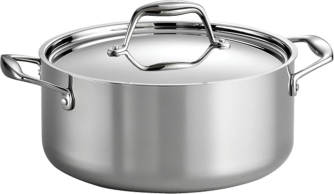 Tramontina Signature Tri-Ply Clad Stainless Steel 5-Quart Dutch Oven Pot | Induction-Ready, Dishwasher-Safe, NSF-Certified, Made in Brazil
