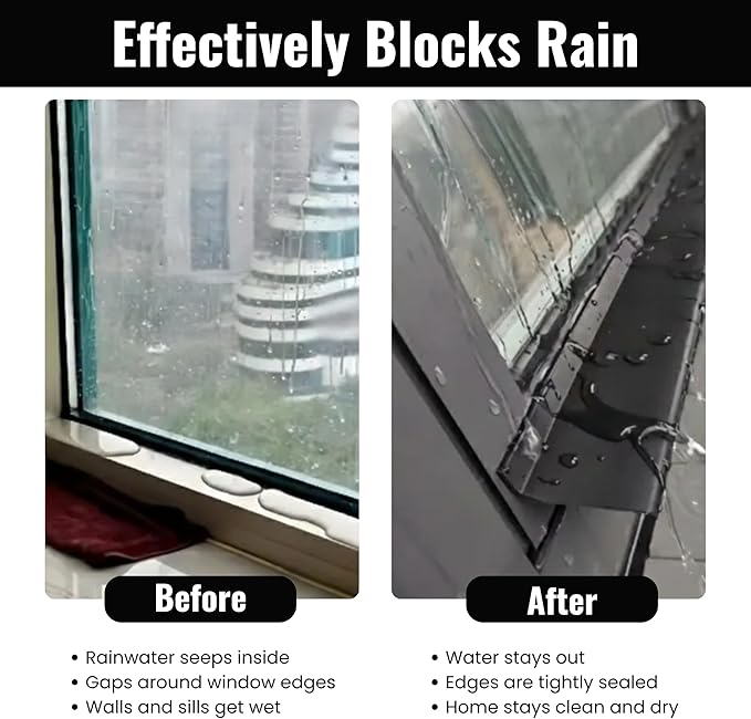 Waterproof Window Weather Bar-Self-Adhesive 135° Angle Seal for Rain Protection-Prevents Leakage for Sliding Doors and Windows (39 Inch (1))