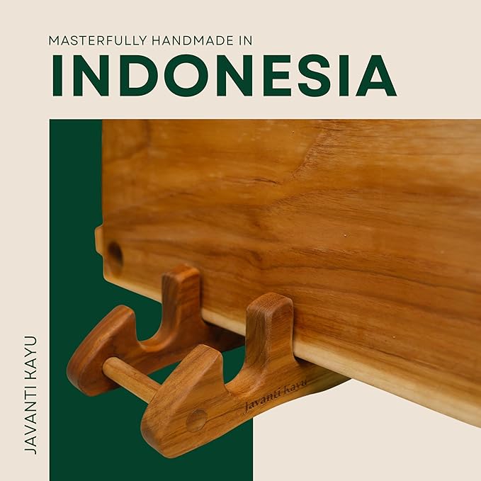 Chopping Board Stand – Teak Wood – Premium Handmade Holder Organizer for Boards, Drying Rack, Single or Dual Slot, Fits Thick Boards, Air-Dry Base (2 Slots (1.3 in Thickness))