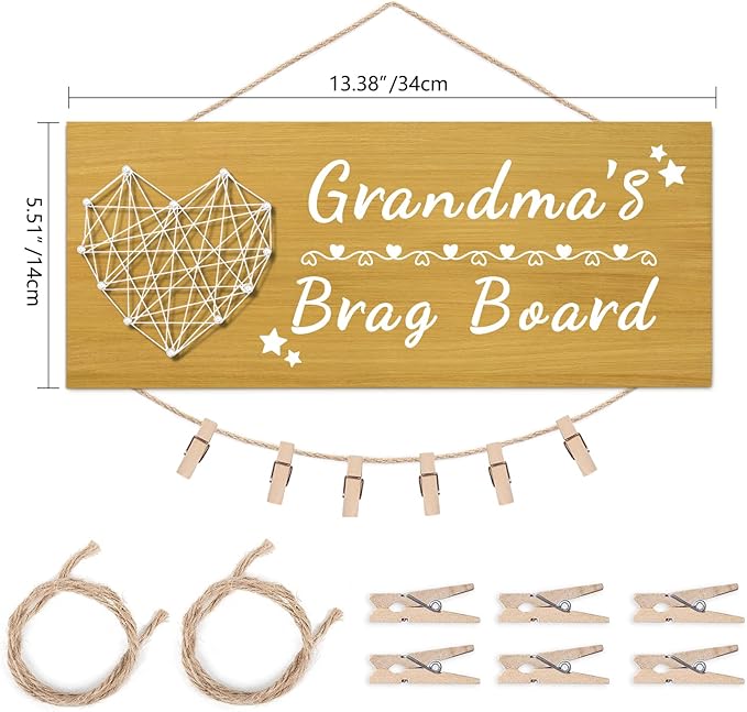 Yunfan Mothers Day Gifts for Grandma's Brag Board Grandma Gifts from Grandkids Picture Frame Photo Holder Grandma Birthday Christmas Thanksgiving Valentines Xmas