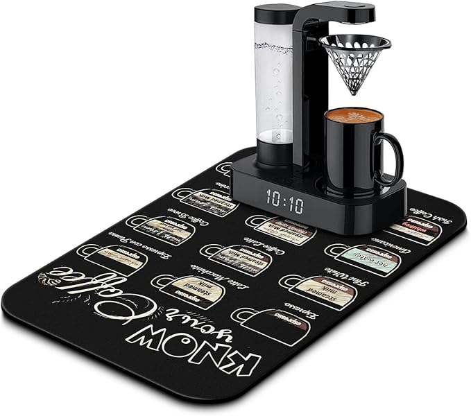 Fun Coffee Mat 19inx12in,Coffee Bar Mat for Countertops,Absorbent Hide Stain Anti-Slip Coffee Bar Accessories Fit Under Coffee Machine Mat,dish Drying Mats for Kitchen