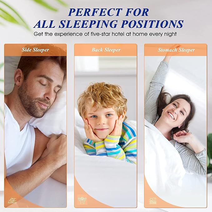 SEMZSOM Bed Pillows Standard Size Set of 4, Luxury Hotel Pillows with Soft Fluffy Down Alternative Filling Sleeping Pillows for Back, Stomach and Side Sleepers