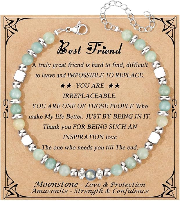 JoycuFF 𝗚𝗶𝗳𝘁𝘀 𝗳𝗼𝗿 𝗪𝗼𝗺𝗲𝗻 𝗠𝗼𝗼𝗻𝘀𝘁𝗼𝗻𝗲 𝗕𝗿𝗮𝗰𝗲𝗹𝗲𝘁 Amazonite Colorful Imperial Jasper Stainless Steel Beads Bracelets, Mothers Day Birthday Christmas Valentines Graduation Gifts