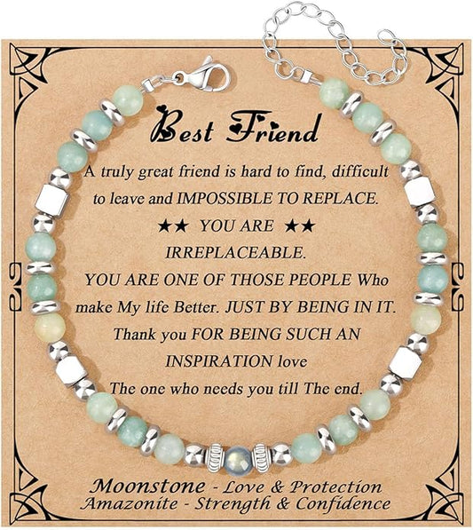JoycuFF 𝗚𝗶𝗳𝘁𝘀 𝗳𝗼𝗿 𝗪𝗼𝗺𝗲𝗻 𝗠𝗼𝗼𝗻𝘀𝘁𝗼𝗻𝗲 𝗕𝗿𝗮𝗰𝗲𝗹𝗲𝘁 Amazonite Colorful Imperial Jasper Stainless Steel Beads Bracelets, Mothers Day Birthday Christmas Valentines Graduation Gifts